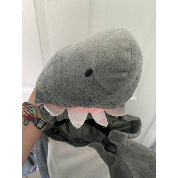 Gray Plush Shark Hooded Jumpsuit Zipper Costume Hyde and Eek Small - Picture 7 of 12